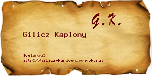 Gilicz Kaplony névjegykártya